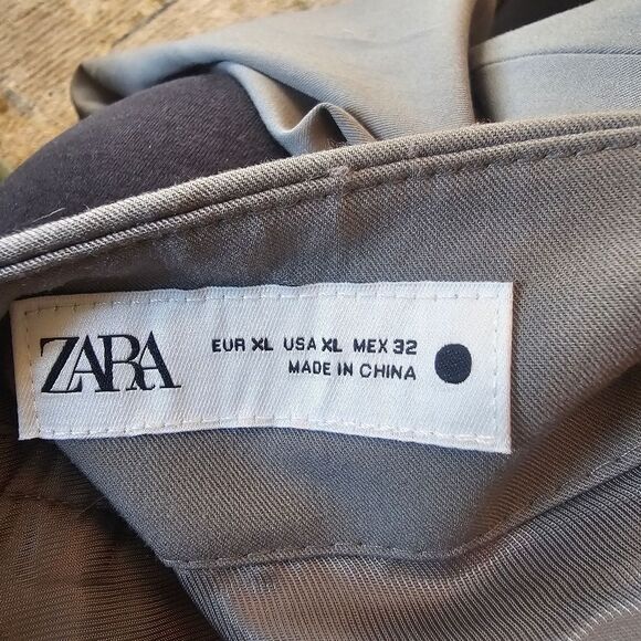 NWOT Zara Khaki Color Flat Front Dress Pants Size XL, Waist 18", Inseam 32 - Picture 6 of 6